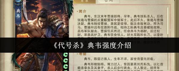 《代号杀》典韦强度介绍